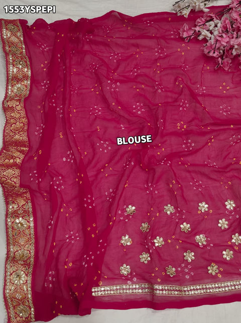KcPcLuxury Pure Khaddi Georgette Saree with Gota Patti & Zaridoji Detailing  AMT