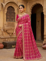 Buy Dola Silk With Bandhani StyleSareeKcPc 