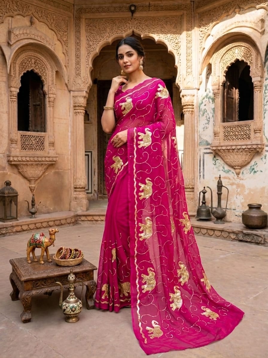 KcPc New Beautiful Designer Chiffon Saree with Timeless Festive EleganceDWA