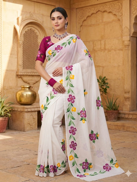 KcPc New Luxury Designer Style Saree Crafted in Soft Georgette Fabric  ASH