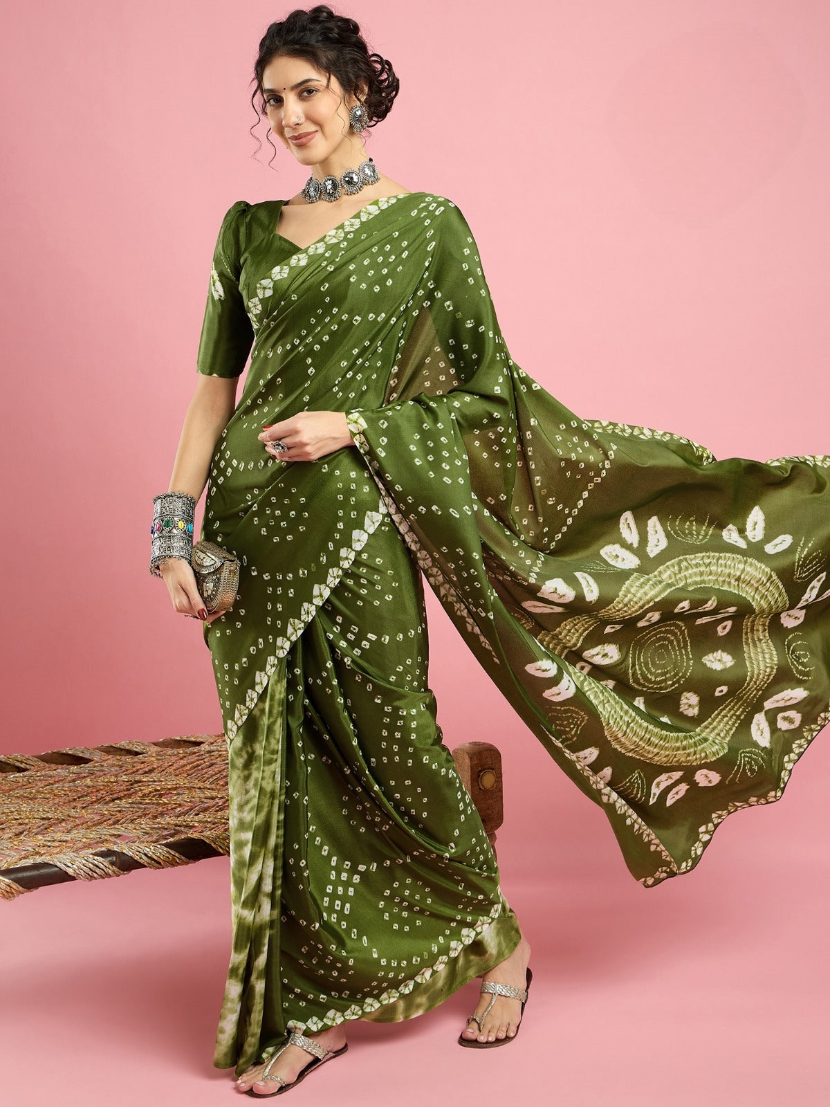 KcPc New Arrival Creap Silk Bandhani Style With Causal Wear Saree APL