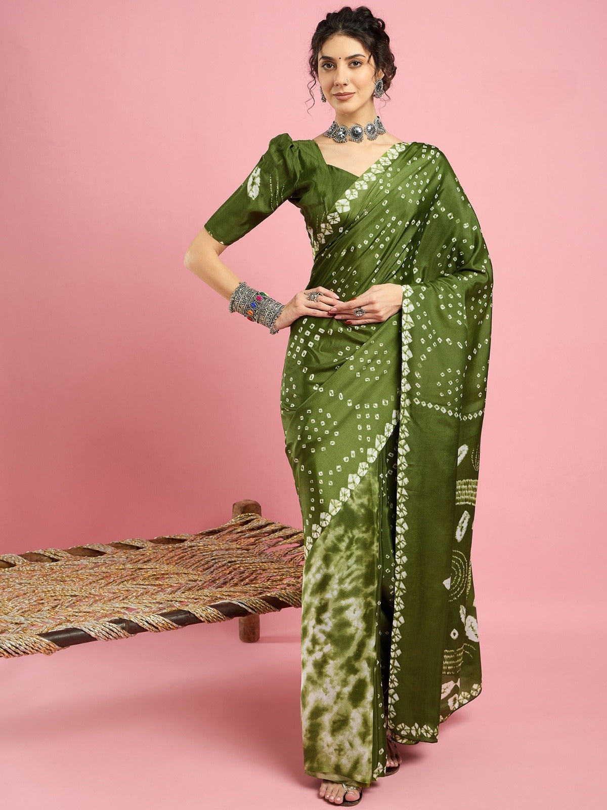 KcPc New Arrival Creap Silk Bandhani Style With Causal Wear Saree APL