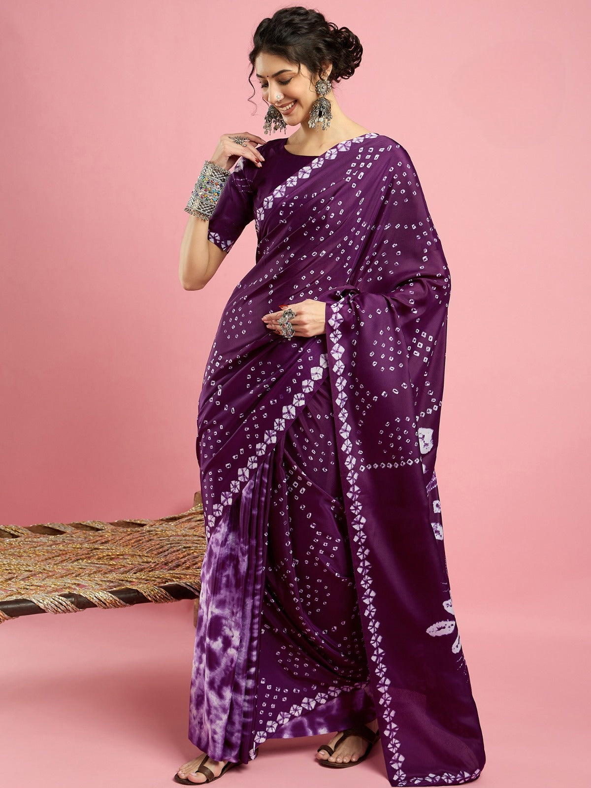 KcPc New Creap Silk Bandhani Style With CauselWear Saree APL