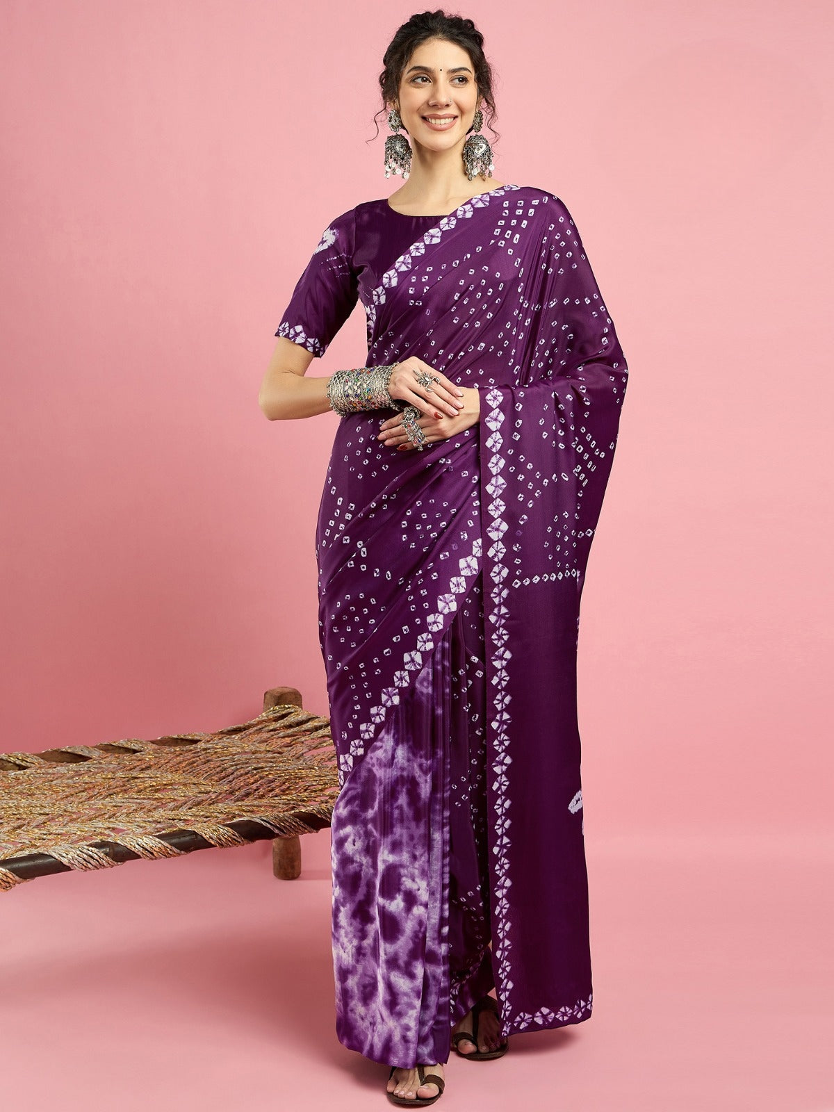 KcPc New Creap Silk Bandhani Style With CauselWear Saree APL
