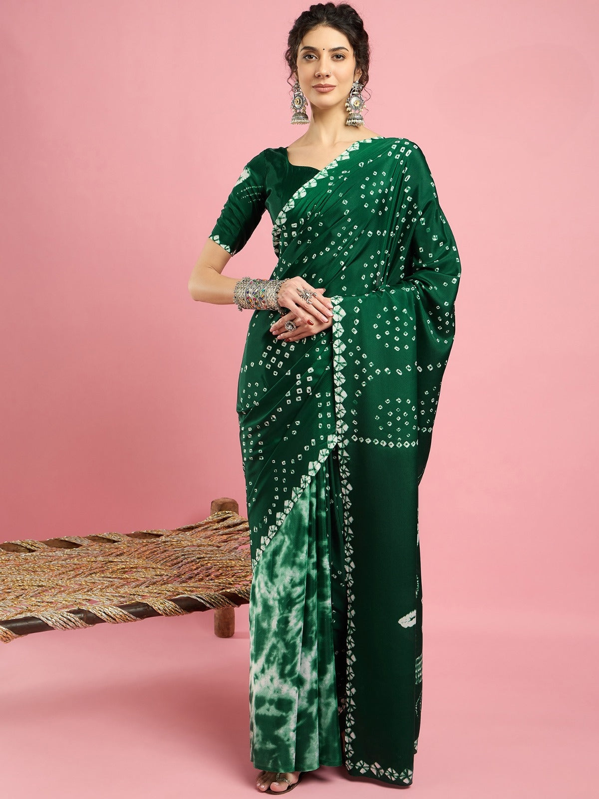 KcPc New Launch Creap Silk Bandhani Style With CauselWear Saree APL