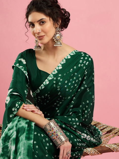 KcPc New Launch Creap Silk Bandhani Style With CauselWear Saree APL