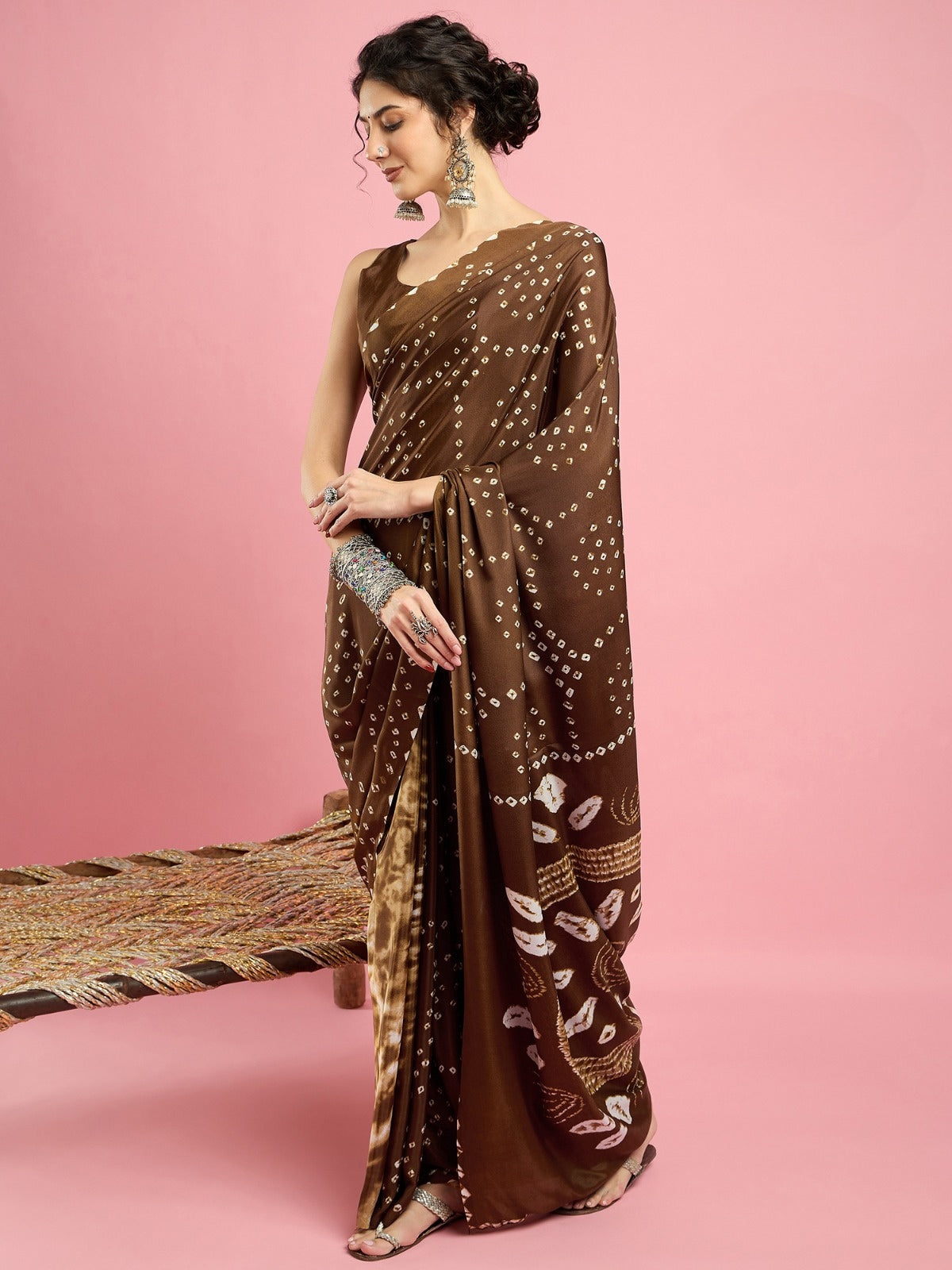 KcPc Latest New Creap Silk Bandhani Style With CauselWear Saree APL