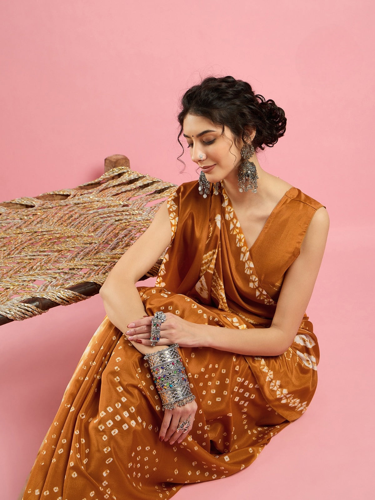 KcPc New Spiceal Creap Silk Bandhani Style With CauselWear Saree APL