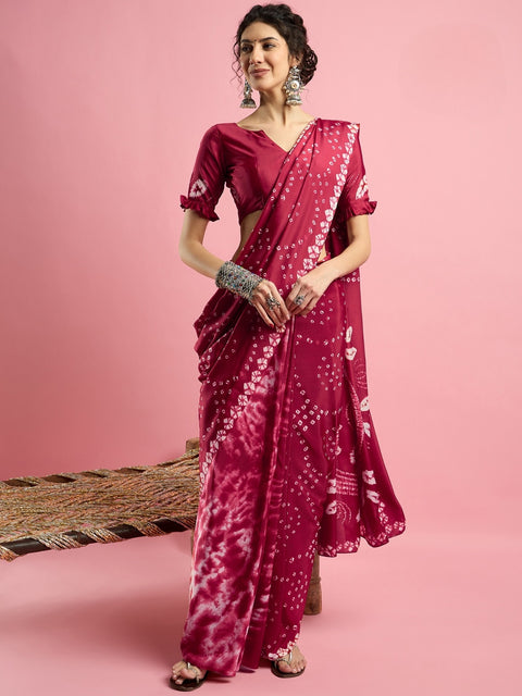 KcPc New Beautiful Creap Silk Bandhani Style With CauselWear Saree APL