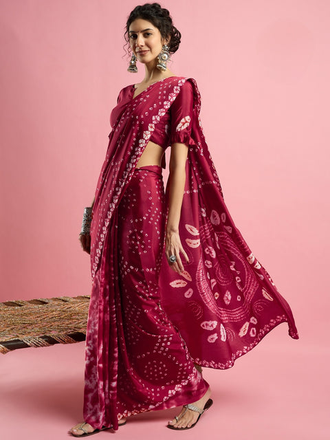 KcPc New Beautiful Creap Silk Bandhani Style With CauselWear Saree APL