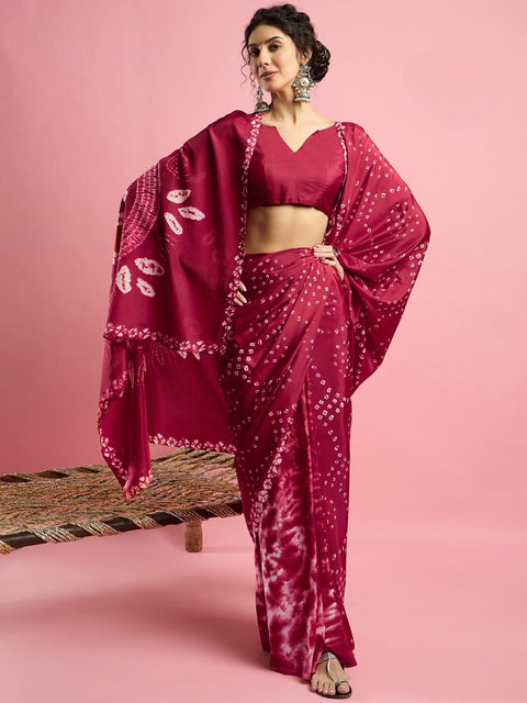 KcPc New Beautiful Creap Silk Bandhani Style With CauselWear Saree APL