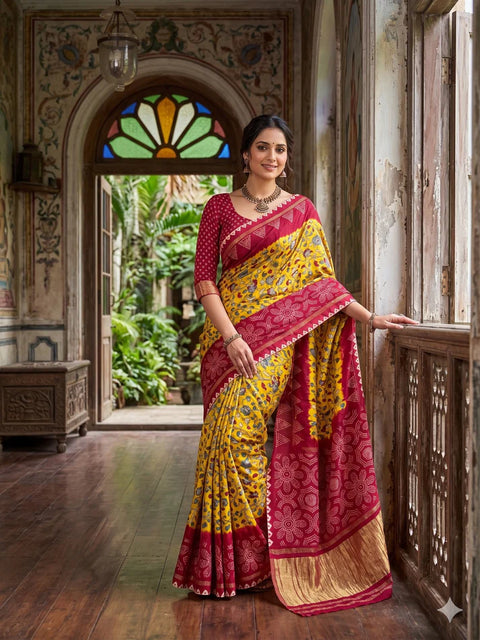 KcPc Traditional Printed Style Gaji Silk Saree