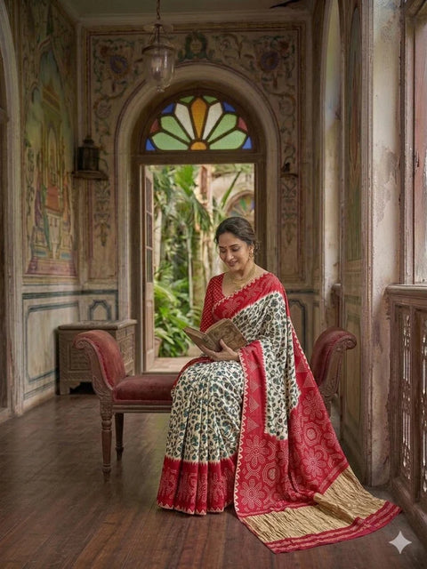 KcPc Royal Printed Style Gaji Silk Saree