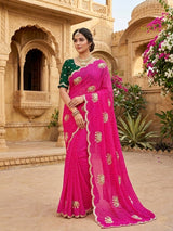 KcPc Premium Leheriya Style Pure Georgette Saree Designed for Royal Wedding Look TIR