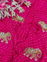 KcPc Premium Leheriya Style Pure Georgette Saree Designed for Royal Wedding Look TIR