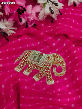 KcPc Premium Leheriya Style Pure Georgette Saree Designed for Royal Wedding Look TIR