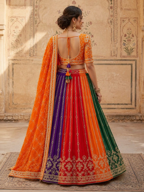 KcPc New Premium Designer Style Georgette Chiffon  Lehenga with Beautiful Gota Patti Detailing  GOR