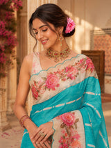KcPc Premium Tissue Silk Floral Print Saree for Festive & Traditional WearVJT