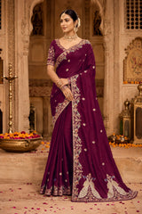 KcPc Premium Gaji Silk Sarees Crafted with Heavy Embroidery WorkSAN
