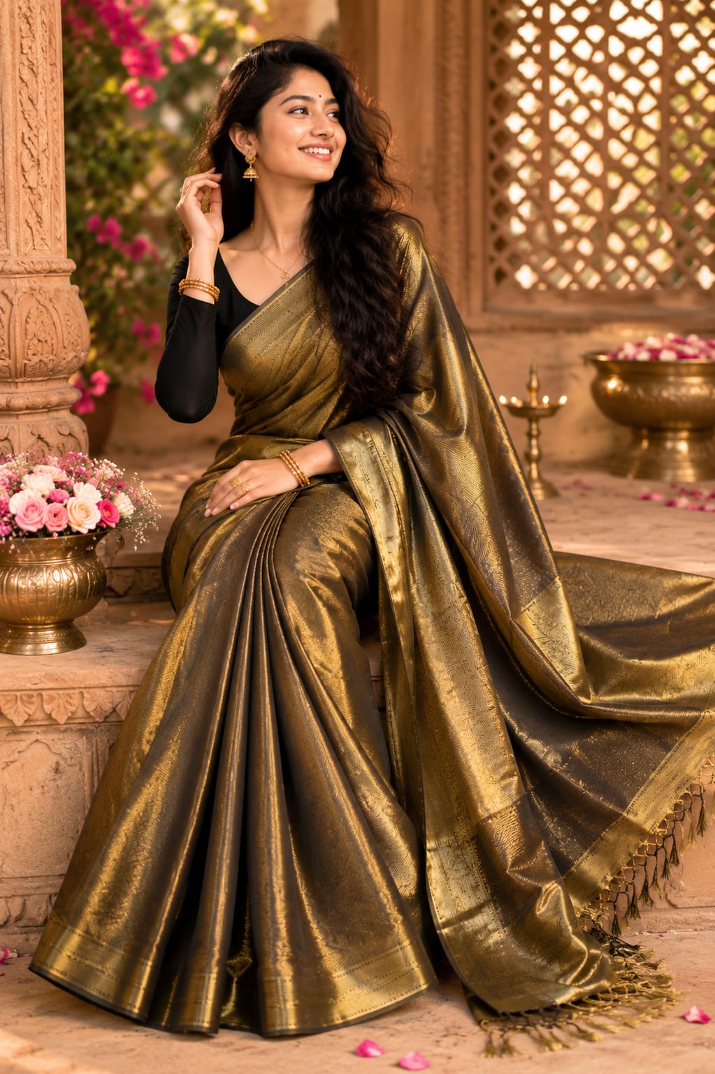 KcPc New Savi Palavi Inspired Banarasi Tissue Silk SareeNDA