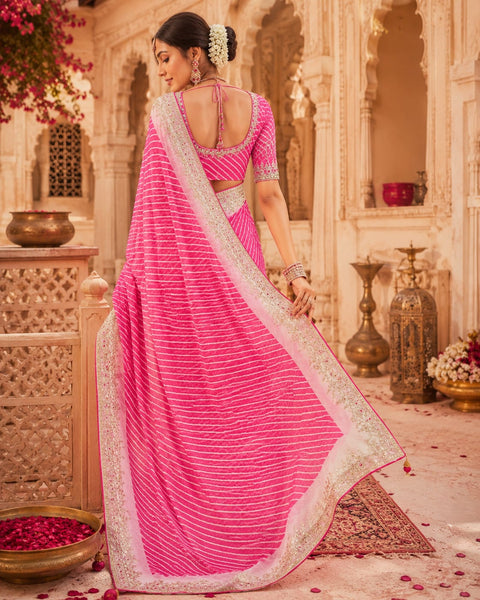 KcPc Elegant Chinon Silk Leheriya Saree Collection