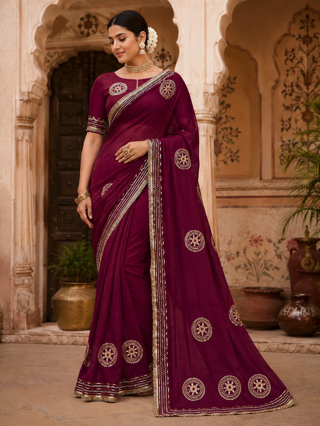 KcPc Premium Georgette Sarees with Elegant Gotapatti MHS