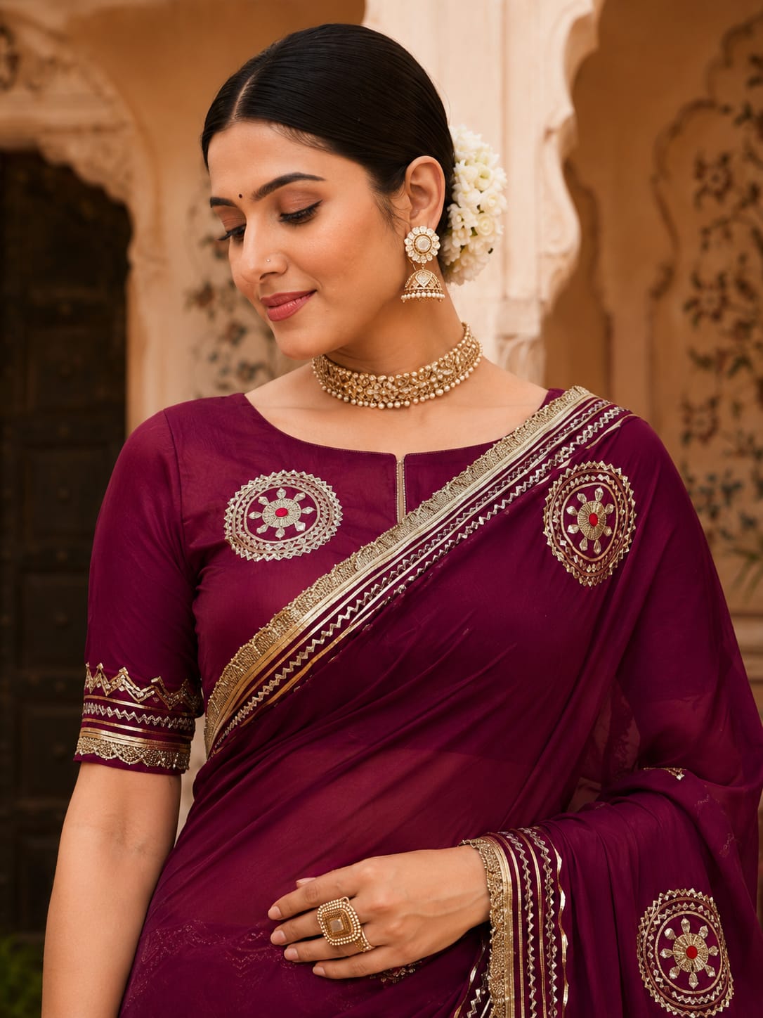 KcPc Premium Georgette Sarees with Elegant Gotapatti MHS