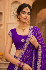KcPc New Traditional Bandhani Gaji Silk Lehenga with Exquisite Gota WorkSFS