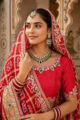 KcPc Gaji Silk Bandhani Lehenga with Gota Patti Work BTU