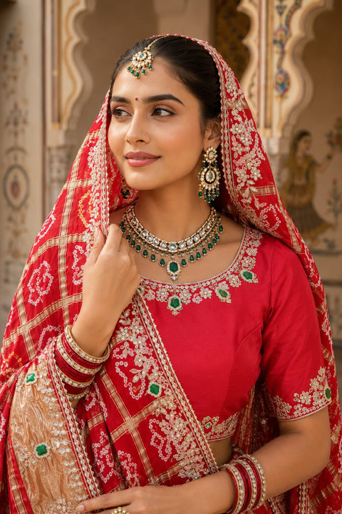 KcPc Gaji Silk Bandhani Lehenga with Gota Patti Work BTU