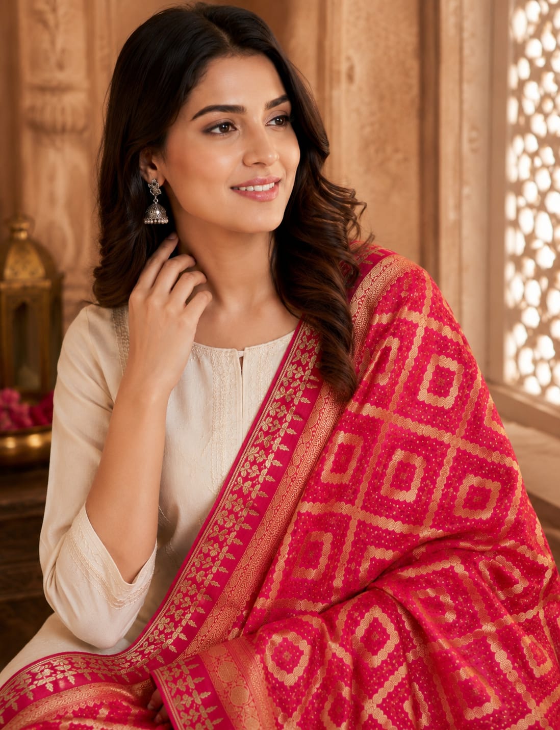 KcPc New Khaddi Georgette Embroidery Heavy Bandhani DupattaSAS