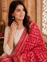 KcPc New Khaddi Georgette Embroidery Heavy Bandhani DupattaSAS