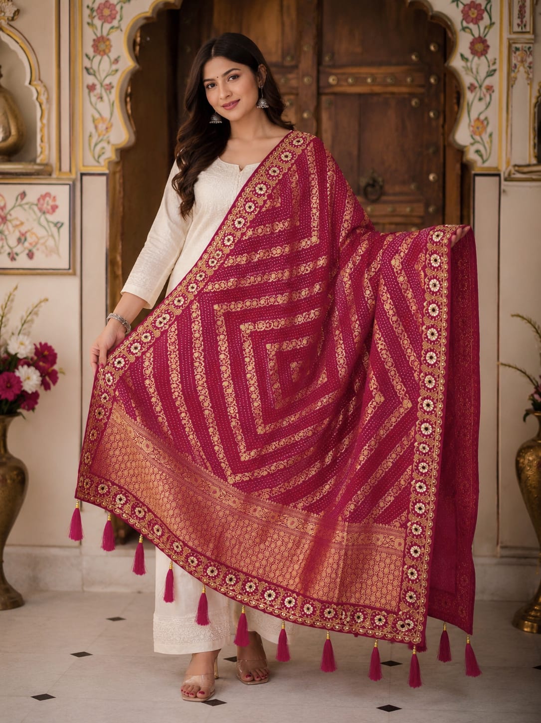 KcPc Letest Khaddi Georgette Banarasi Style With Embroidery Work DupattaSAS