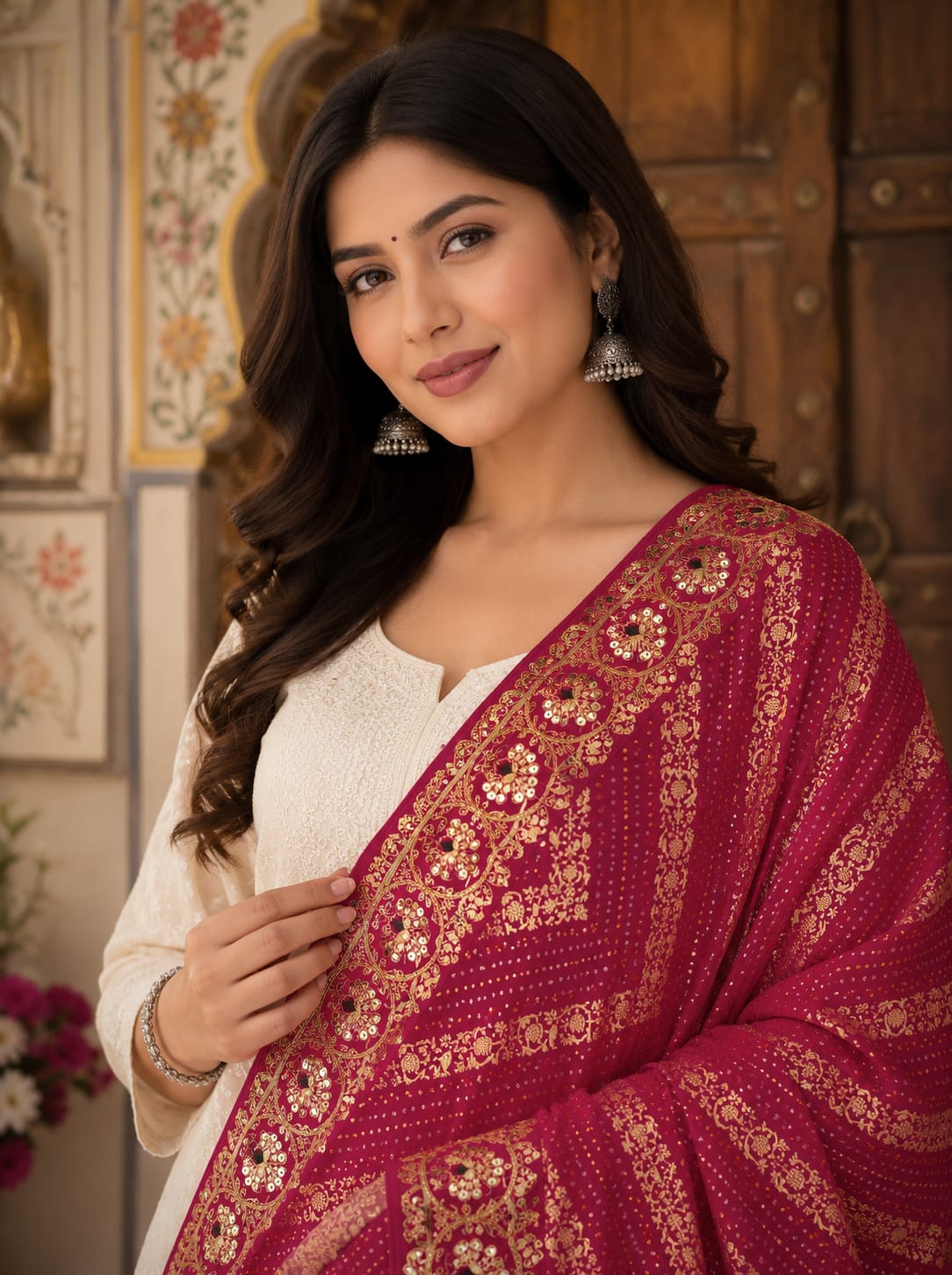 KcPc Letest Khaddi Georgette Banarasi Style With Embroidery Work DupattaSAS