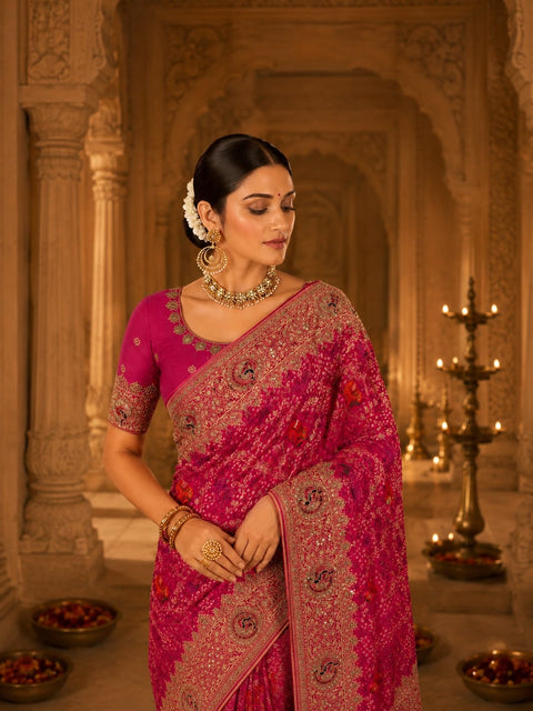 KcPc Premium Georgette Kalamkari Festive Wear Sarees    TUF