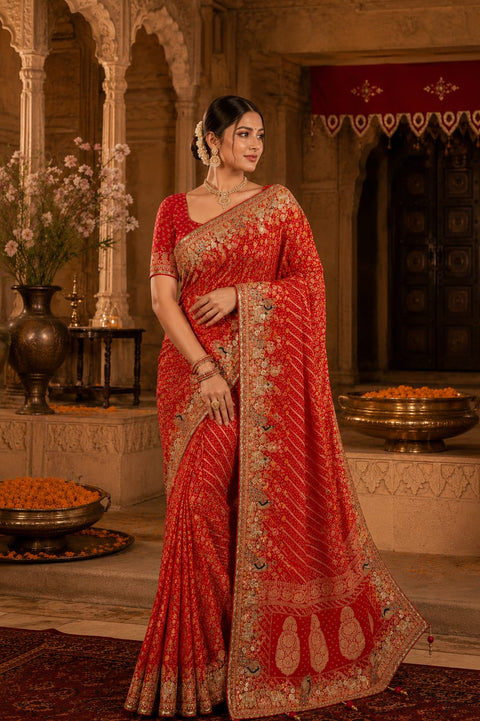 KcPc Luxury Georgette Saree with Heavy Embroidery    TUF