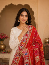 KcPc New Khaddi Georgette kalamkari Style Wth Embroidery Work DupattaTUF