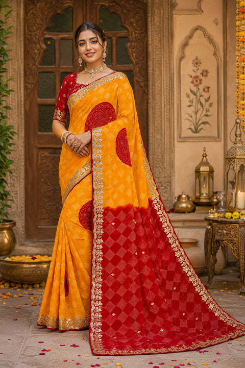 KcPc Georgette Sarees with Traditional Gotapatti  KDN
