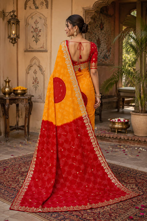 KcPc Georgette Sarees with Traditional Gotapatti  KDN
