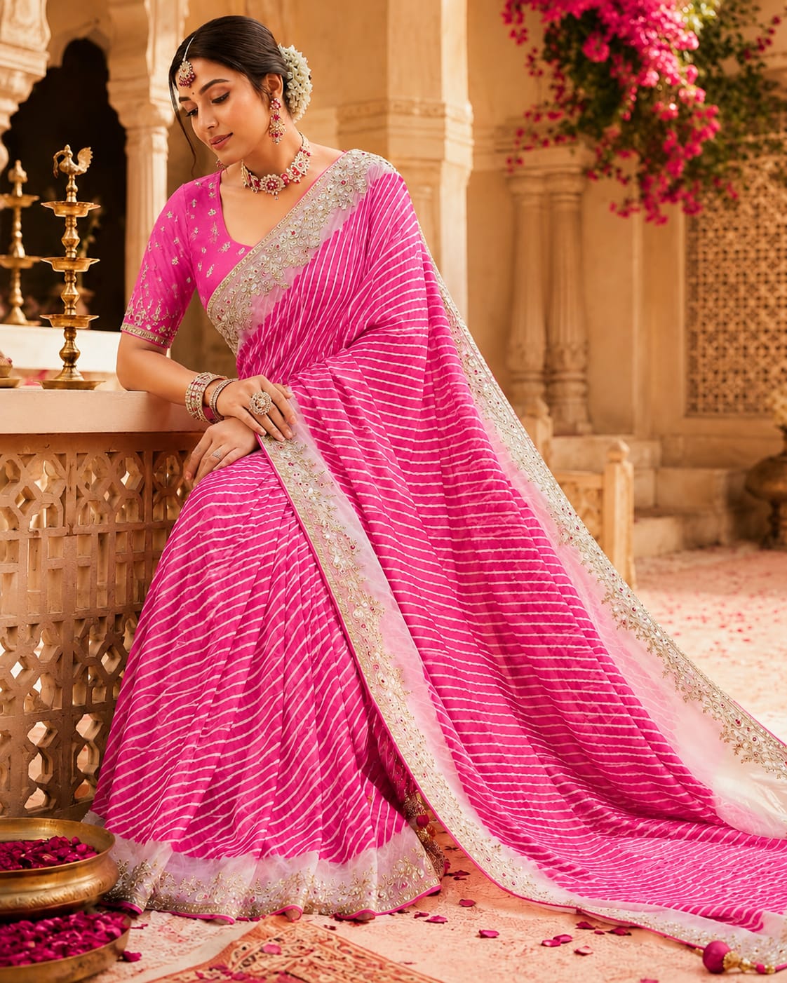 KcPc Elegant Chinon Silk Leheriya Saree Collection NPR
