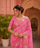 KcPc Creap Silk Bandhani Saree with Gota Patti EmbroideryBAL