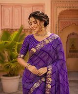 KcPc Premium Creap Silk Saree with Traditional Bandhani StyleBAL