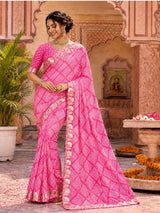 KcPc Creap Silk Bandhani Saree with Gota Patti EmbroideryBAL