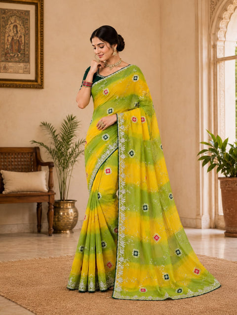 KcPc New Premium Chiffon Saree with Graceful Ethnic Style and Elegant Detailing
