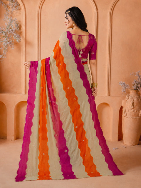 KcPc Premium Chiffon Saree with Cutdana Work  SHCR
