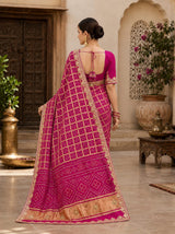 KcPc New Royal Gaji Silk Bandhani Saree with Elegant Gotapatti Work