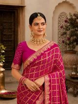 KcPc New Royal Gaji Silk Bandhani Saree with Elegant Gotapatti Work