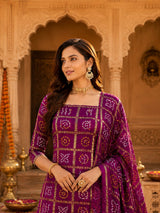 KcPc Premium Gaji Silk Bandhani Suit Set for Festive Wear JITEN