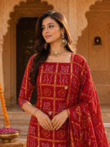 KcPc Premium Gaji Silk Bandhani Suit Set with Gotapatti Work JITEN
