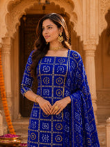 KcPc Traditional Gaji Silk Bandhani Suit with DupattaJITEN